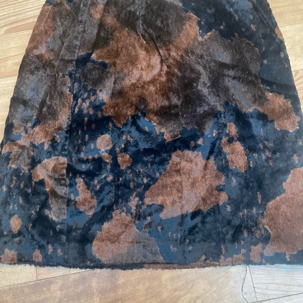 Faux Fur Cow Print Women's A-Line Skirt in Black and Brown Animal New WO Tags
